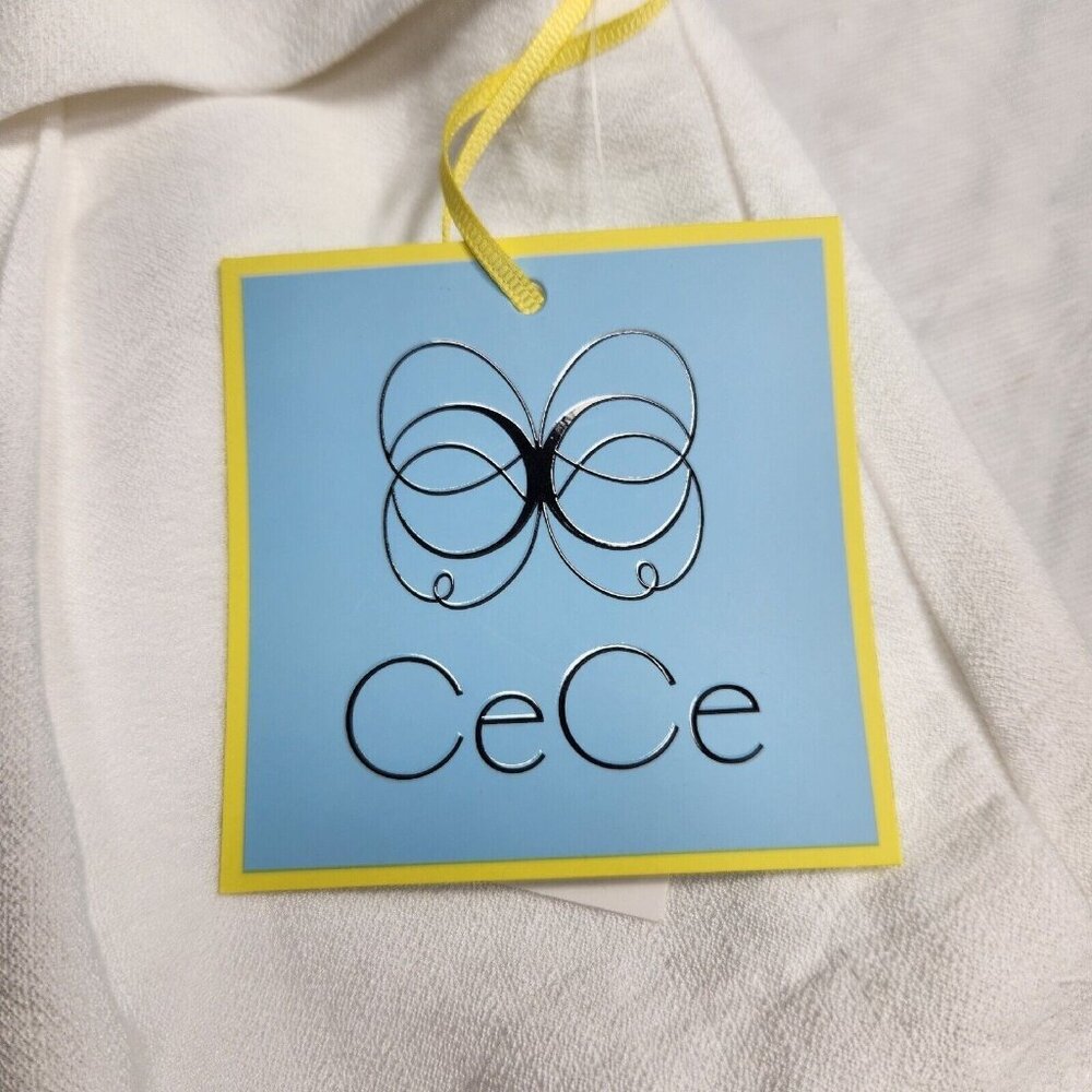 CeCe Women's Shorts Size 10  Paperbag Tie-Front White Casual  Shorts (21) - Picture 7 of 10